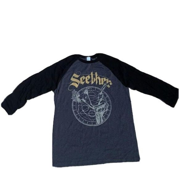 Seether Stabbed Raglan Tee 3/4 Sleeve Black Gray Small Concert Band Tee - Picture 1 of 3